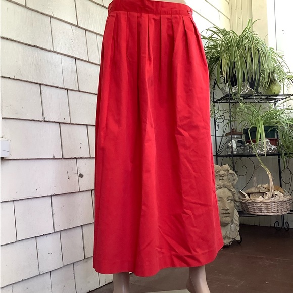 Leslie Fay Red Pleated Maxi Skirt A-Line Resort Wear - Picture 1 of 13